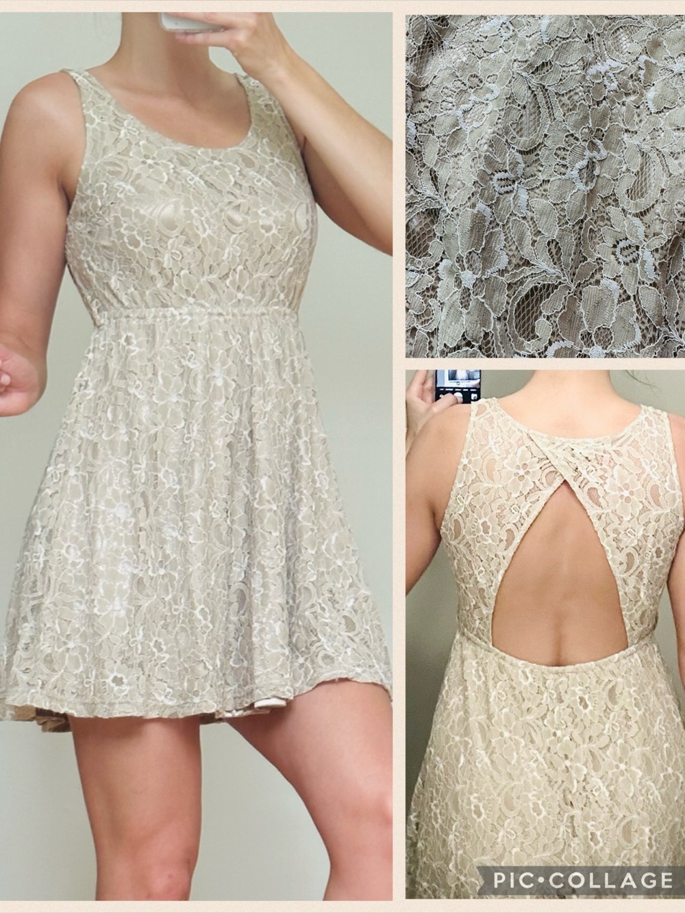 Tan beige lace dress